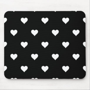 Minimalist Black and White Heart Pattern Mouse Pad