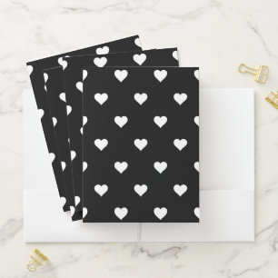 Minimalist Black and White Heart Pattern Pocket Folder