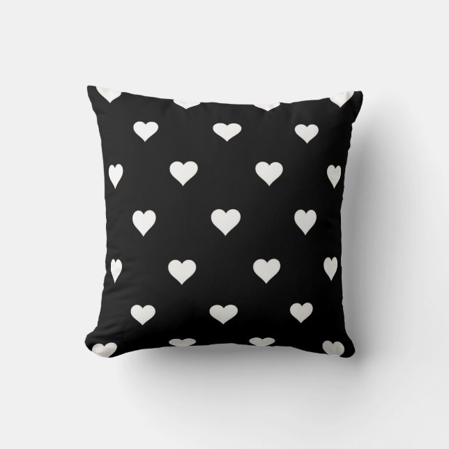 Minimalist Black and White Heart Pattern  Throw Pillow (Front)
