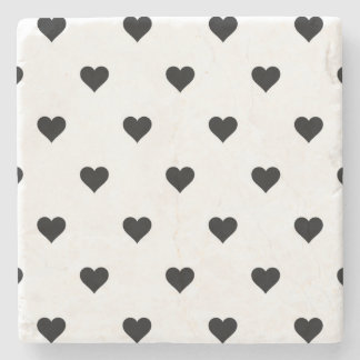 Minimalist Black and White Heart Romantic Stone Coaster
