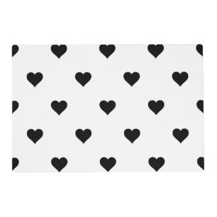 Minimalist Black and White Heart Romantic Table Placemat