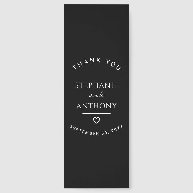 Minimalist Black And White Heart Wedding    Bookmarks (Front)