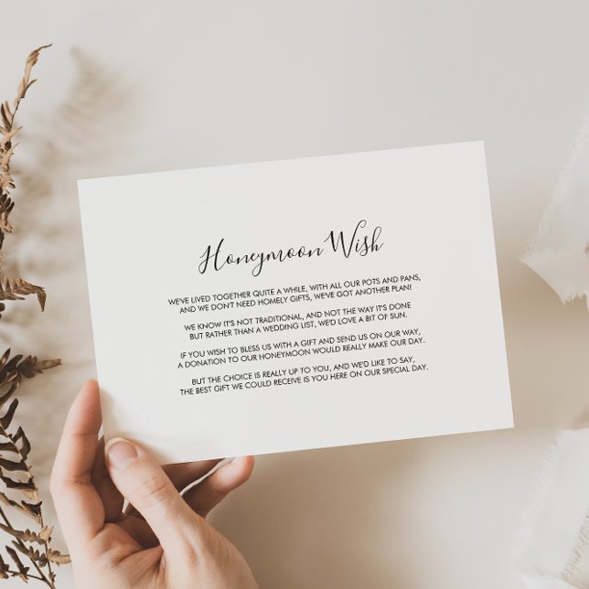 Minimalist Black and White Honeymoon Wish Enclosure Card (Creator Uploaded)