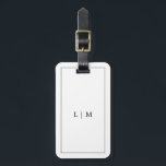 Minimalist Black and White Initial Simple Monogram Luggage Tag<br><div class="desc">Simple luggage tag featuring a modern yet elegant design with your two letter monogram surrounded by a border in classic black and white.  The backside has your contact information. This chic and stylish luggage tag is great for the minimalist traveler.</div>