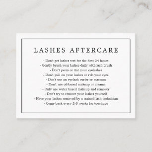 Minimalist Black and White Lash Aftercare Lashes Business Card