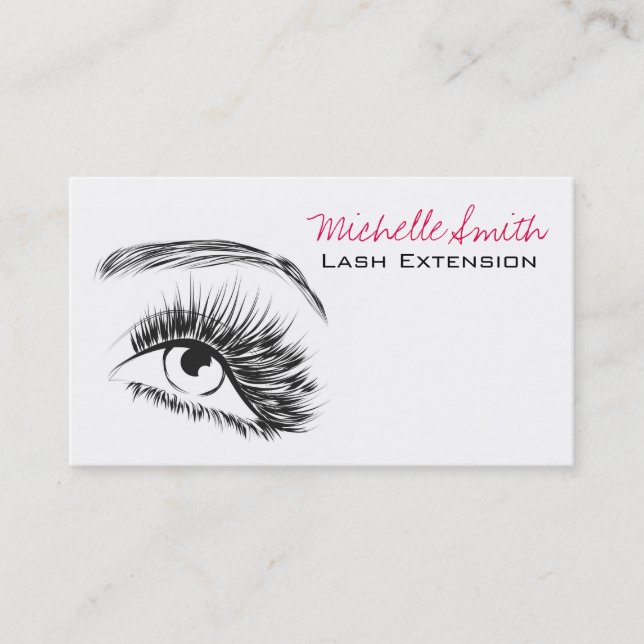 Minimalist Black and White Lash Extension Makeup Business Card (Front)
