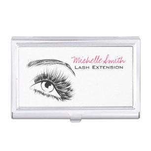 Minimalist Black and White Lash Extension Makeup Business Card Case