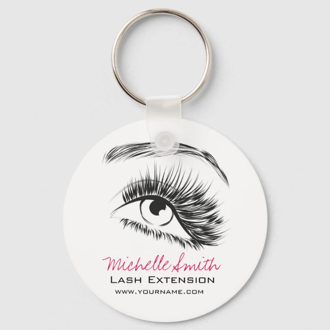 Minimalist Black and White Lash Extension Makeup Keychain (Front)