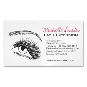 Minimalist Black and White Lash Extension Makeup Magnetic Business Card