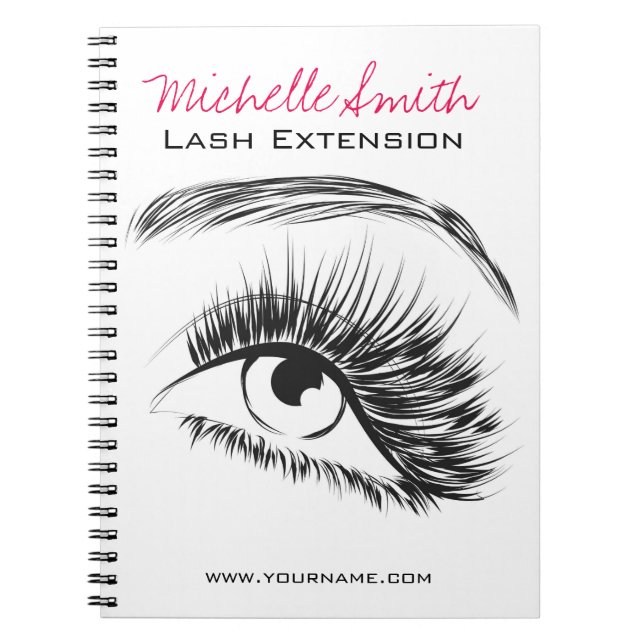 Minimalist Black and White Lash Extension Makeup Notebook (Front)
