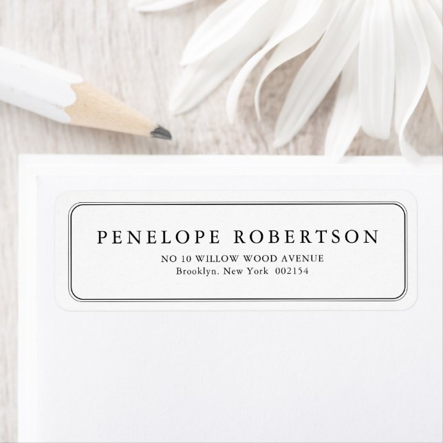 Minimalist Black and White Leaf Modern Address Label (Insitu)