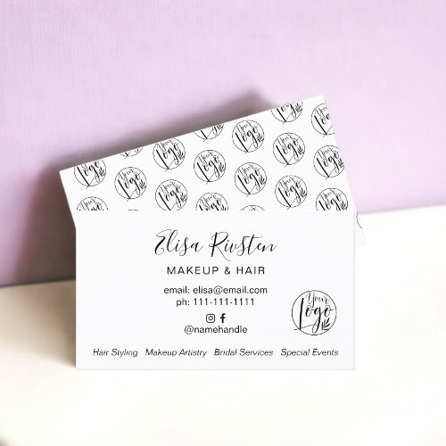 Minimalist black and white makeup logo business card