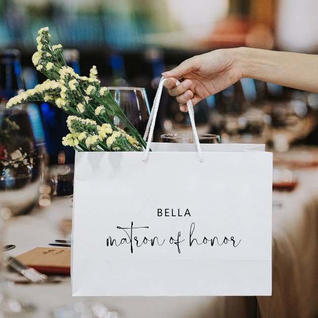 Minimalist Black And White Matron Of Honor Large Gift Bag (Creator Uploaded)