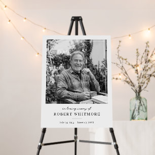 Minimalist Black and White Memorial Photo Foam Board
