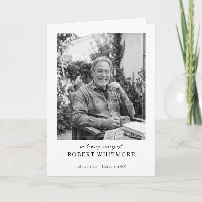Minimalist Black and White Memorial Program (Front)