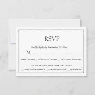 Minimalist Black and White Menu Choice RSVP Card