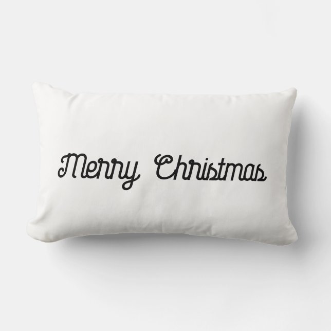 Minimalist Black and White Merry Christmas  Lumbar Pillow (Front)