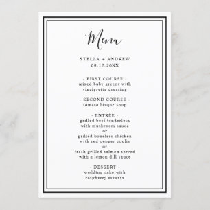 Minimalist Black and White Minimalist Wedding Menu