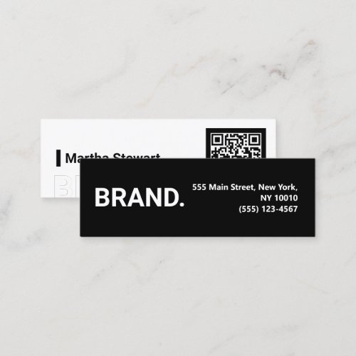 Minimalist black and white modern bold  mini business card