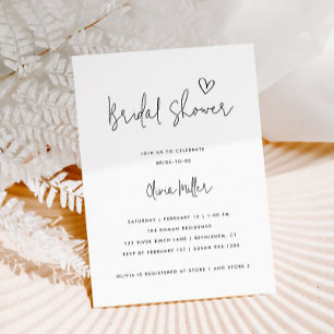 Minimalist Black and White Modern Bridal Shower Invitation