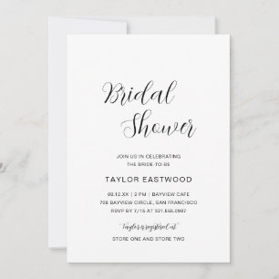 Minimalist Black and White Modern Bridal Shower Invitation