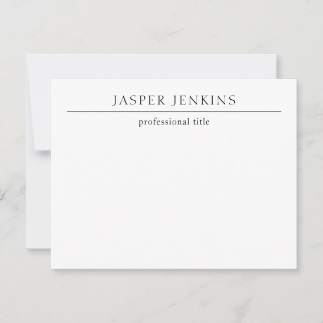 Minimalist Black and White Modern Business Note Card (Front)