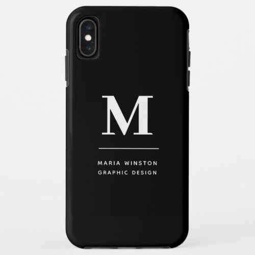 Minimalist Black and White Modern Custom Monogram iPhone XS Max Case
