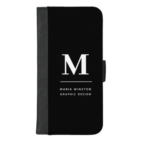 Minimalist Black and White Modern Custom Monogram iPhone 87 Plus Wallet Case