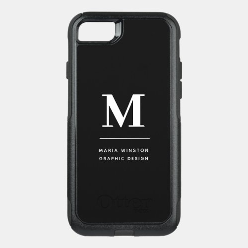 Minimalist Black and White Modern Custom Monogram OtterBox Commuter iPhone SE87 Case