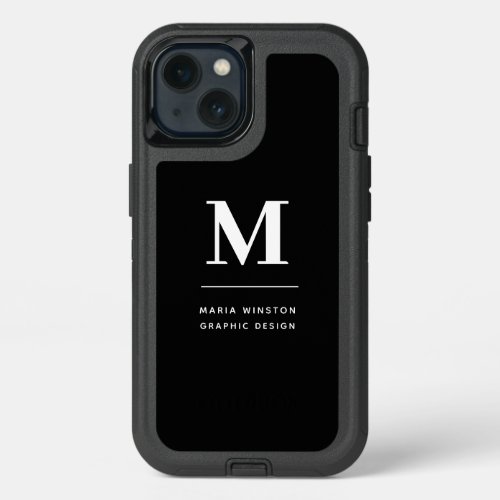 Minimalist Black and White Modern Custom Monogram iPhone 13 Case