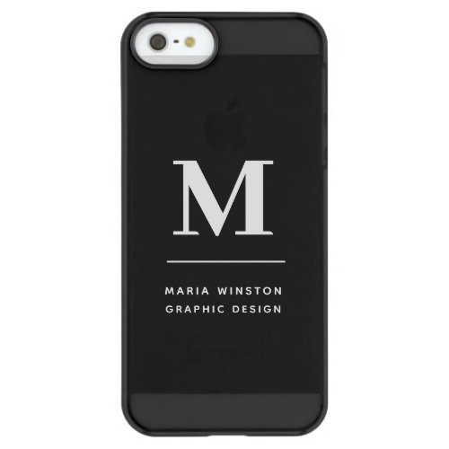 Minimalist Black and White Modern Custom Monogram Permafrost iPhone SE55s Case