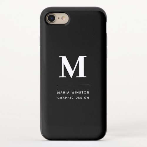 Minimalist Black and White Modern Custom Monogram iPhone 87 Slider Case