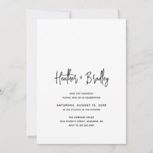 Minimalist Black and White Modern Engagement Party Invitation