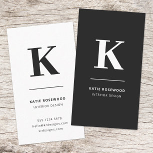 Minimalist Black and White Modern Monogram Business Card