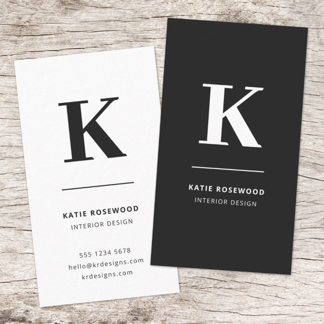 Minimalist Black and White Modern Monogram Business Card (Creator Uploaded)