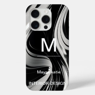 Minimalist Black and White Modern Monogram Case-Ma iPhone 15 Pro Case