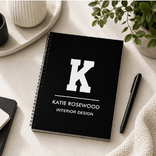 Minimalist Black and White Modern Monogram Case-Ma Notebook