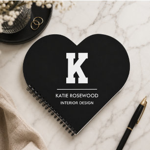 Minimalist Black and White Modern Monogram Case-Ma Notebook