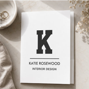 Minimalist Black and White Modern Monogram Case-Ma Pocket Folder