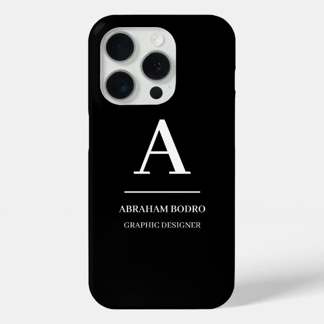 Minimalist Black and White Modern Monogram Case-Mate iPhone Case (Back)