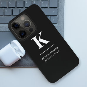Minimalist Black and White Modern Monogram iPhone 15 Pro Case