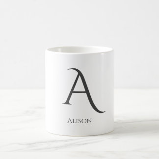 Minimalist Black and White Modern Monogram Coffee Mug