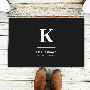 Minimalist Black and White Modern Monogram Doormat
