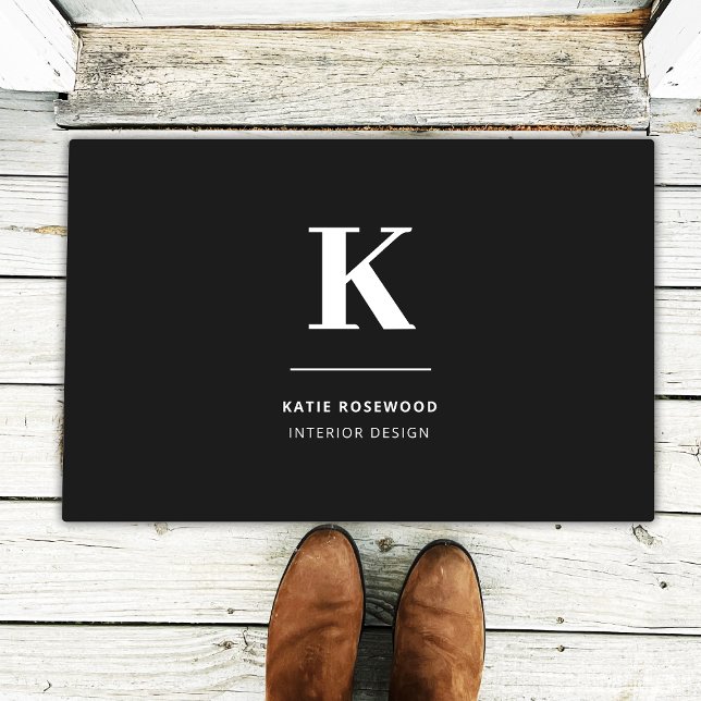 Minimalist Black and White Modern Monogram Doormat (Creator Uploaded)
