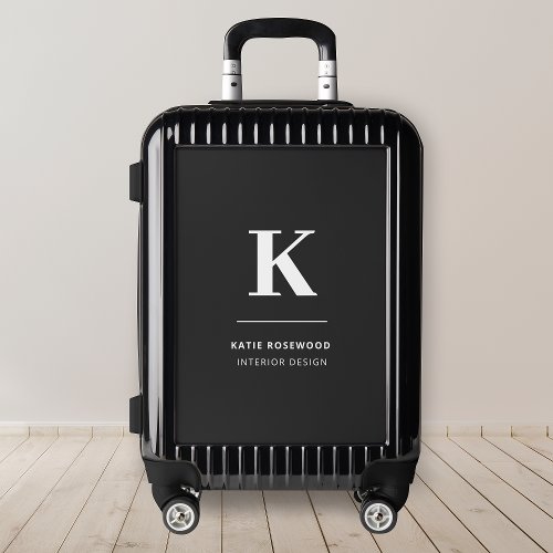 Minimalist Black and White Modern Monogram Luggage