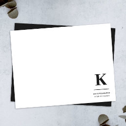 Minimalist Black and White Modern Monogram Note Card