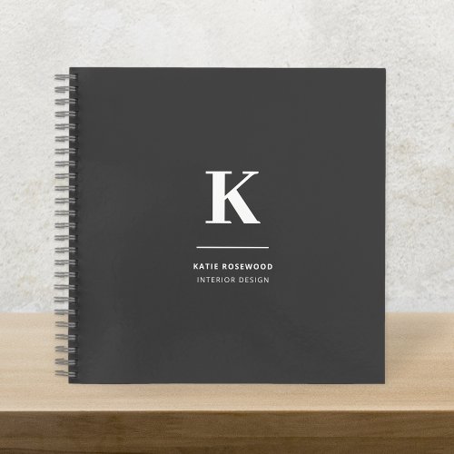 Minimalist Black and White Modern Monogram Notebook