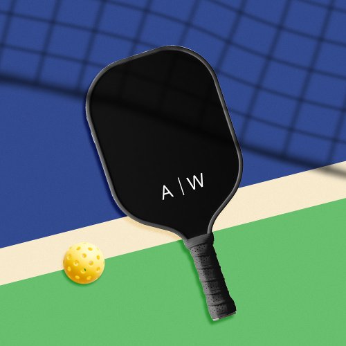 Minimalist Black and White Modern Monogram Pickleball Paddle