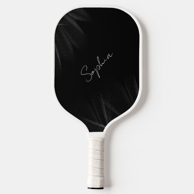 Minimalist Black and White Modern Monogram  Pickleball Paddle (Back)