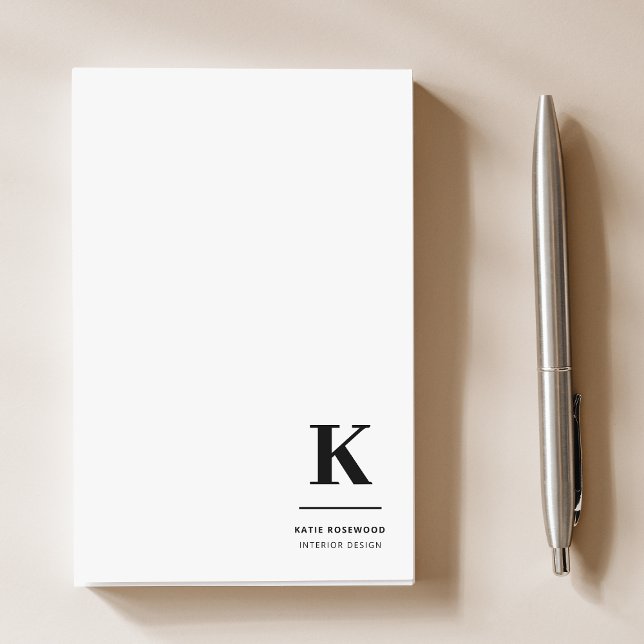 Minimalist Black and White Modern Monogram Post-it Notes (Creator Uploaded)